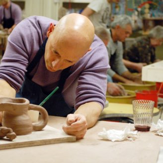 artist in a clay workshop