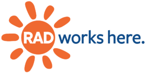 Allegheny Regional Asset District logo using tag line Rad Works Here.