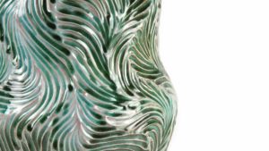 Alyssa Ruberto, "Fern Vase," 2021. Soda-fired stoneware, 21" x 11" x 11". Courtesy of the artist.